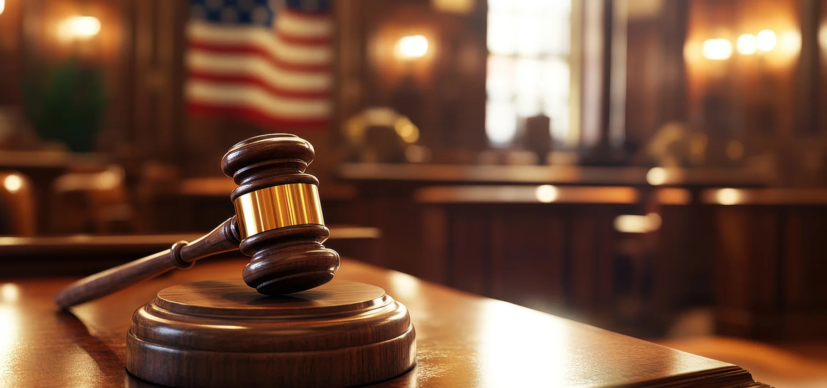 Judge gavel in courtroom representing civil litigation and trial law
